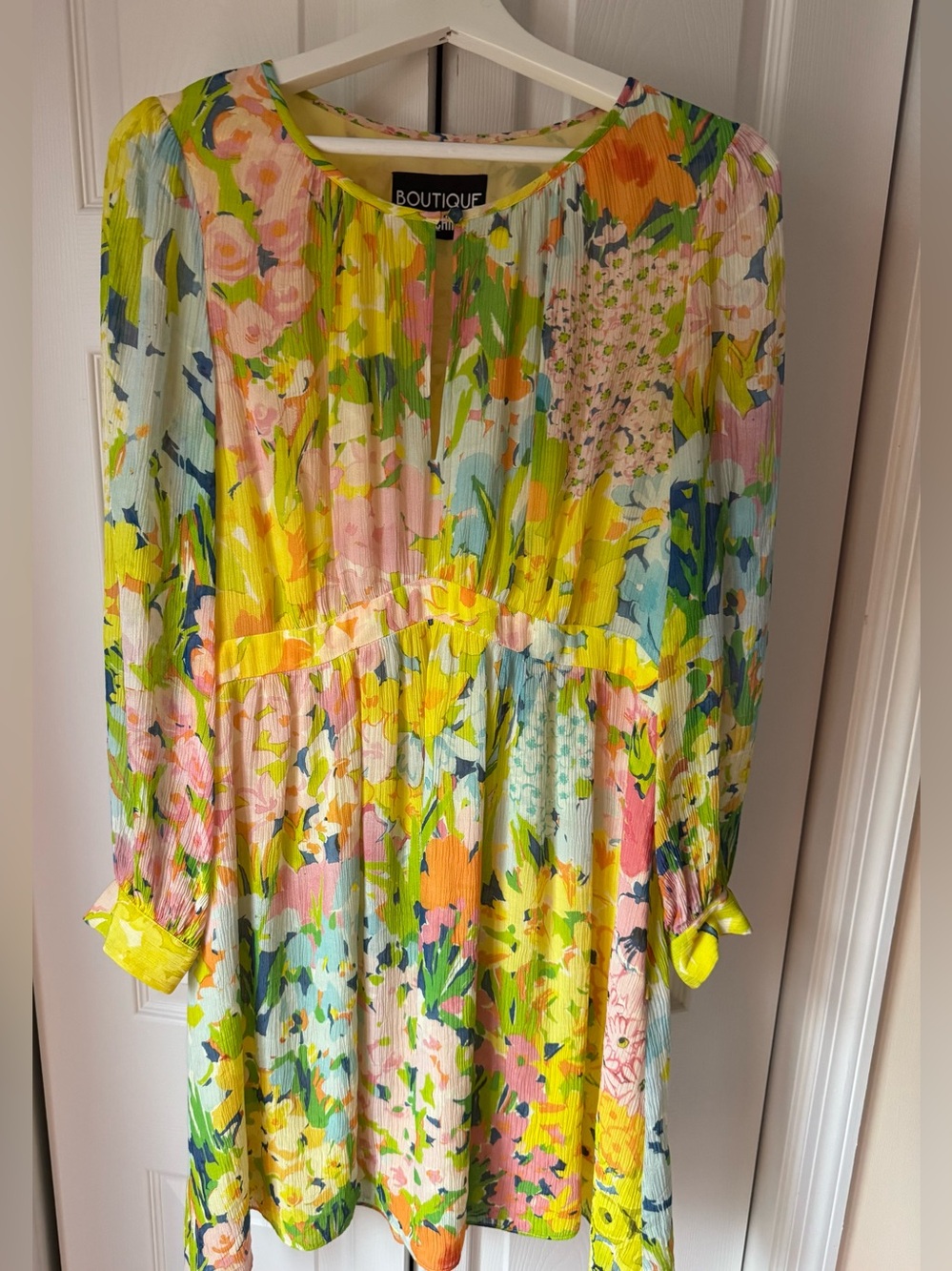 Moschino Floral Mini Dress in Yellow & Green Size 10 Like New